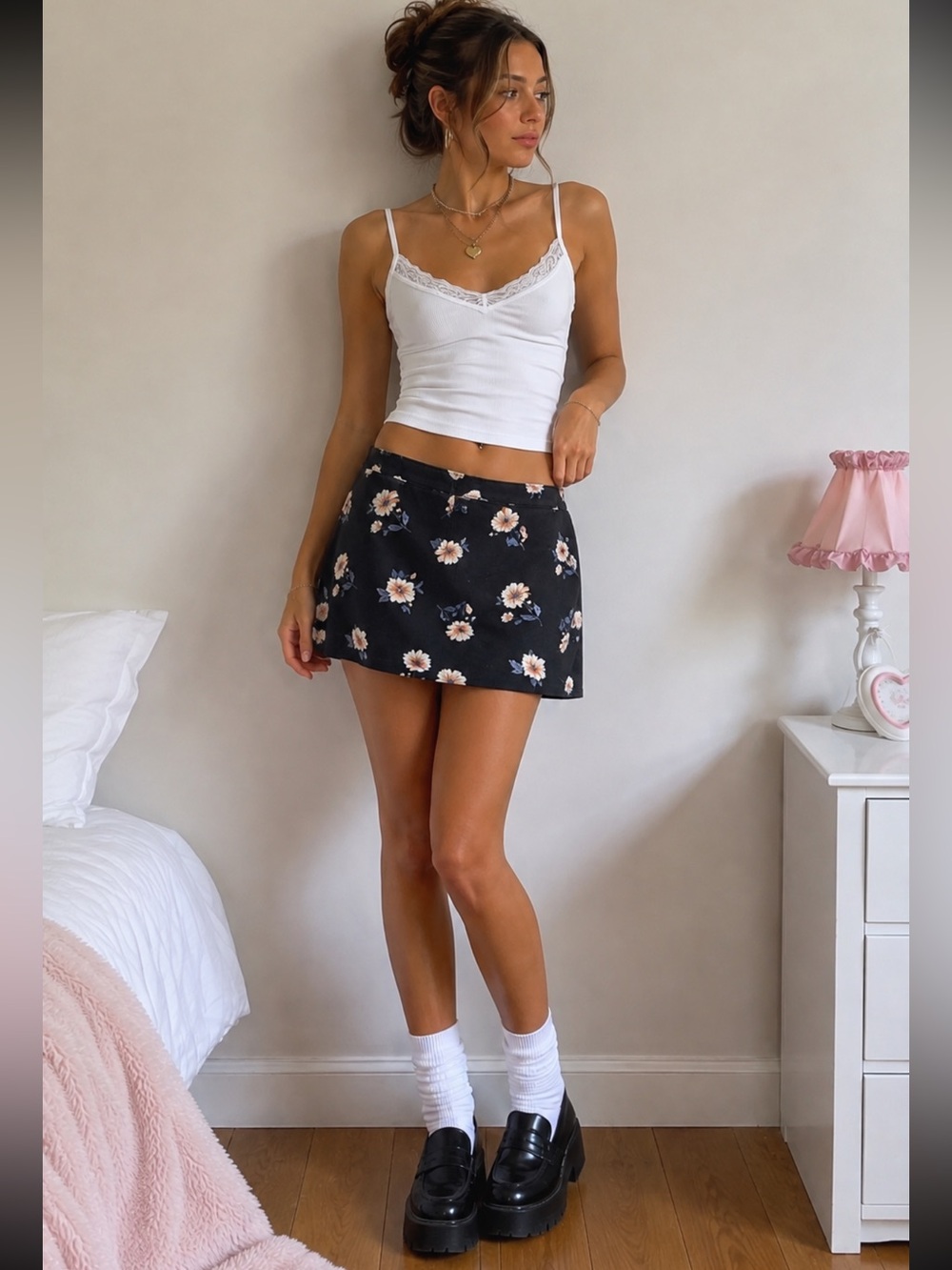 Vintage  Forever 21 Y2K micro floral Mini Skirt Coquette  twee Size S